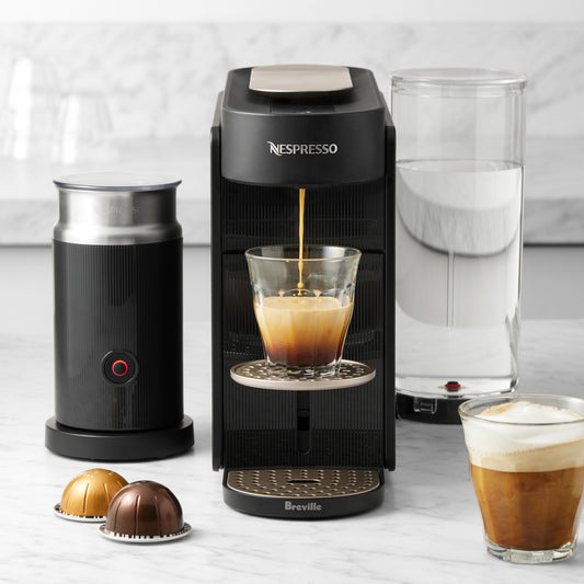 Nespresso Vertuo Up Espresso Machine by Breville,with Aeroccino Milk Frother by Breville\, Ink Black,