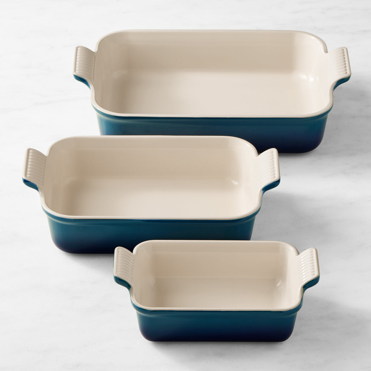 Le Creuset Heritage Open Rectangular Dishes, Set of 3,Agave,