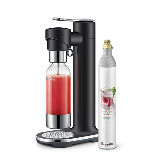 Breville InFizz Fusion Sparkling Beverage Carbonator,Black Truffle,with CO2 Cylinder