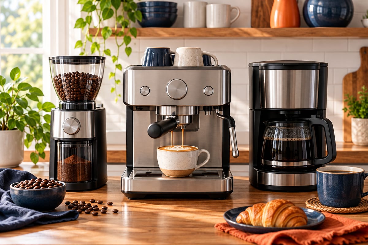 Espresso machine, coffee grinder and coffee maker